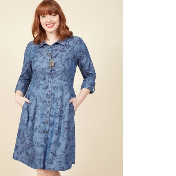 Modcloth Dresses & Skirts - ModCloth Broadcast Coordinator chambray shirtdress plus size